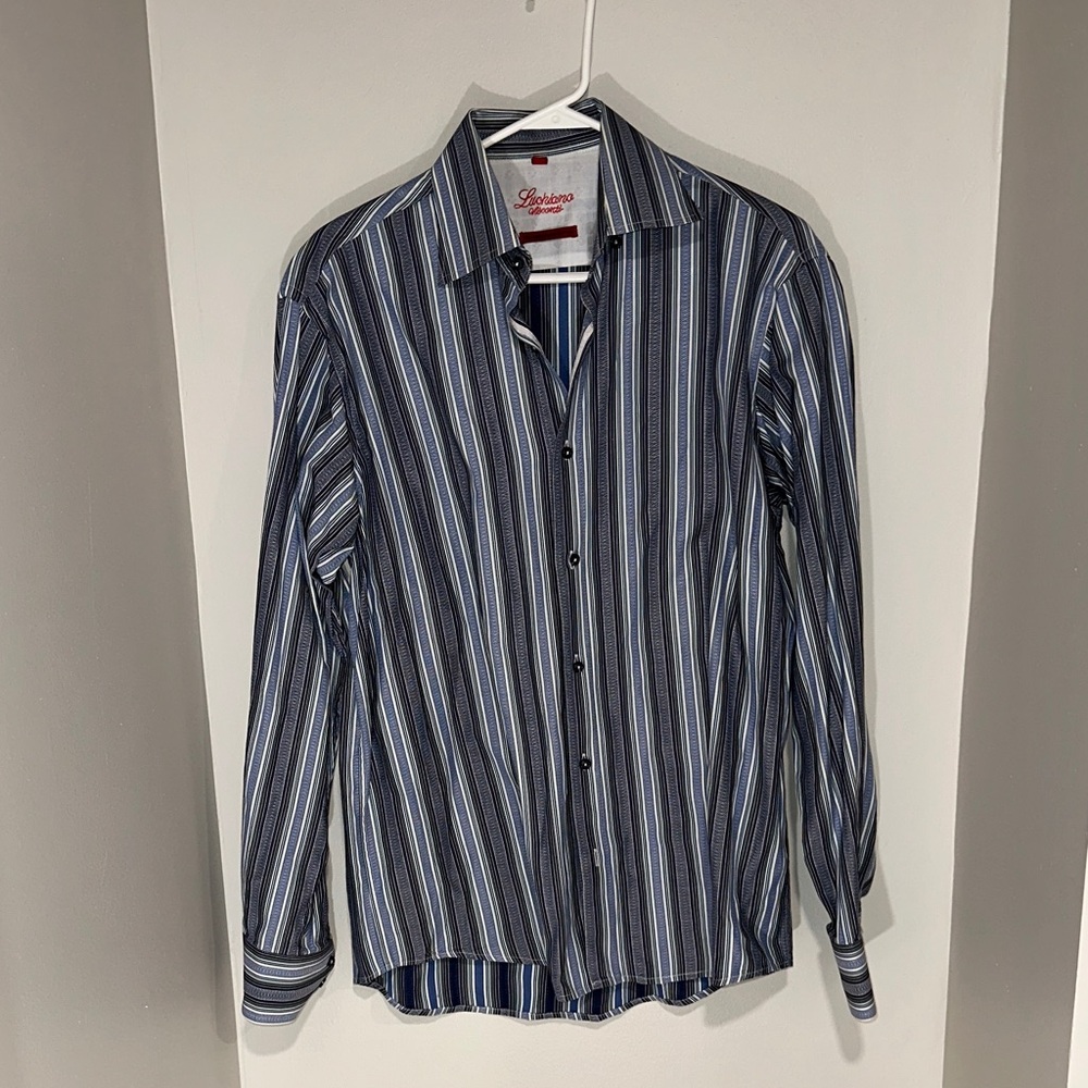 Luchiano Visconti Blue Striped Men's Shirt
